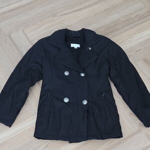 Jones New York Black Pea Coat with Silver Buttons Xsmall